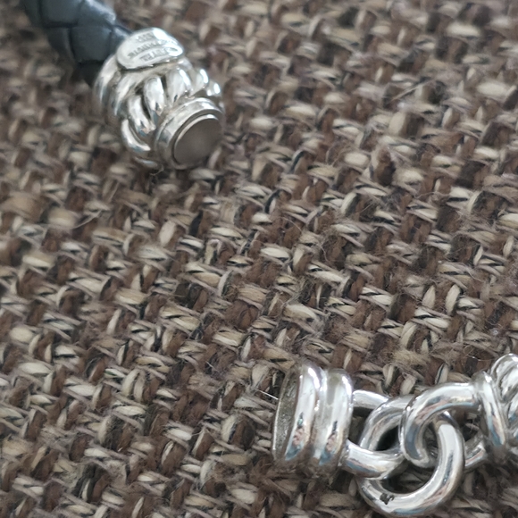 Judith Ripka Sterling Silver Duel Clasp Black Braided Necklace - Picture 4 of 6